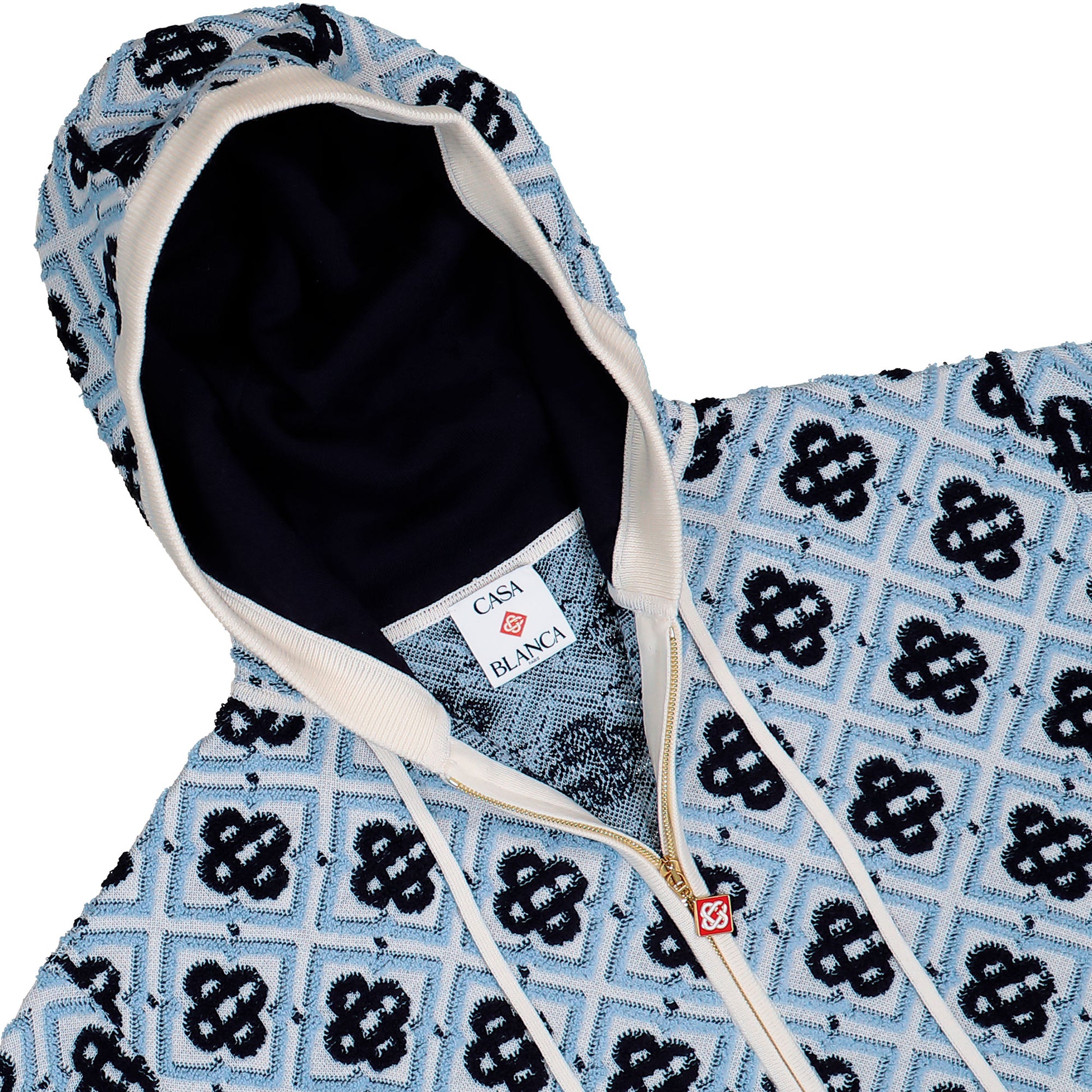 Casablanca Monogram Zip Up Hoodie CC Monogram Hoodie M-PF26-KW-1404-01 Detail View 3 | GATE
