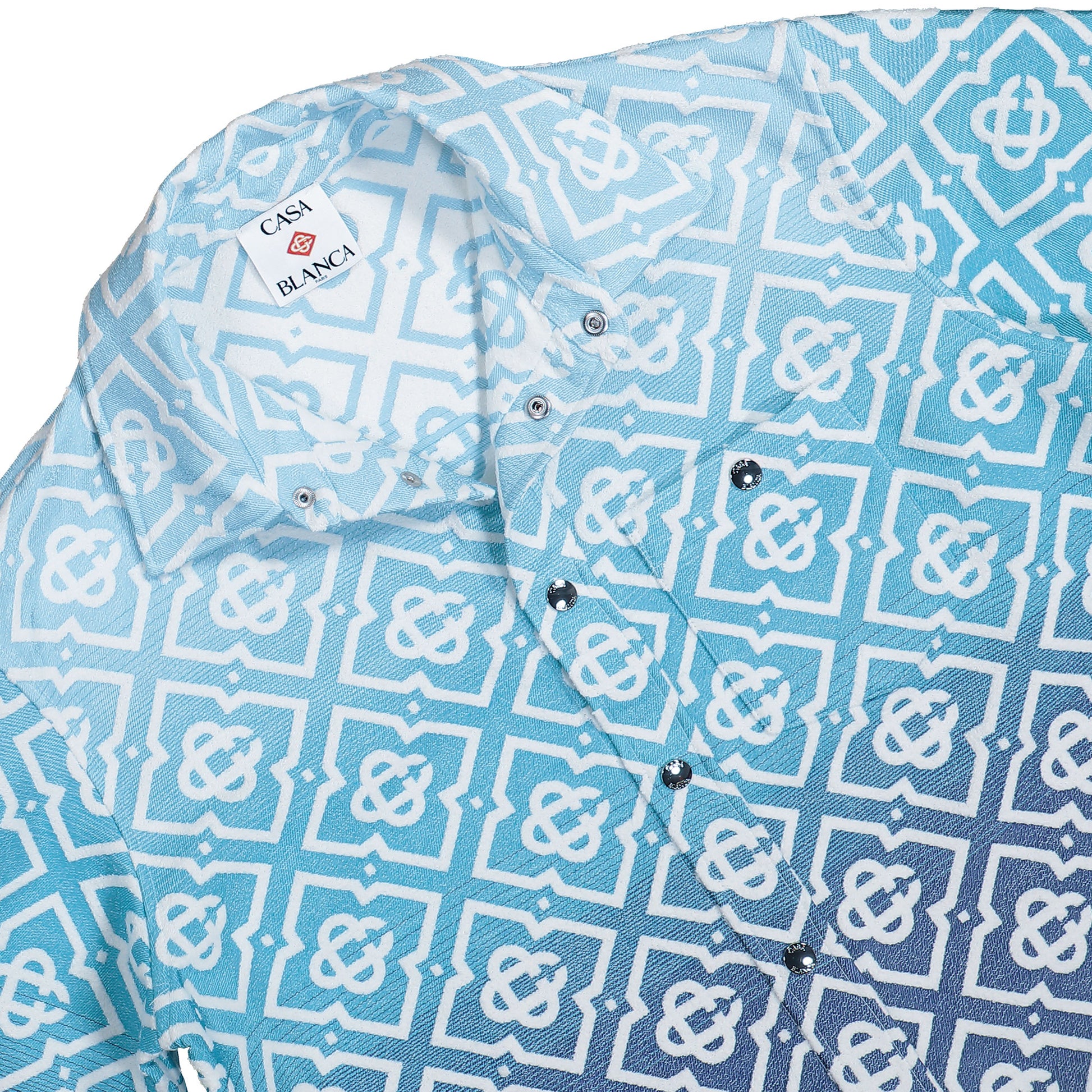 Casablanca Monogram Shacket Blue Jackets M-SP26-JK-449-01 Detail View 3 | GATE