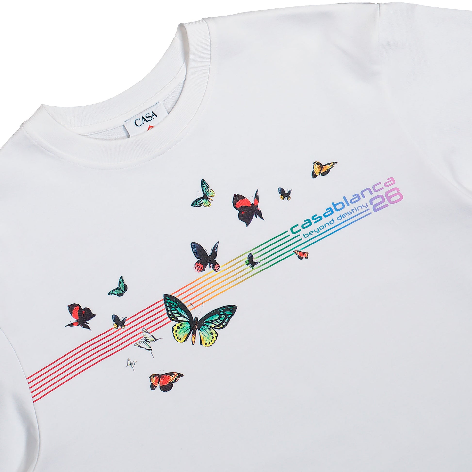 Casablanca Butterfly Oversized T-Shirt White / Multicolor T-Shirts M-SP26-JTS-044-01 Detail View 3 | GATE