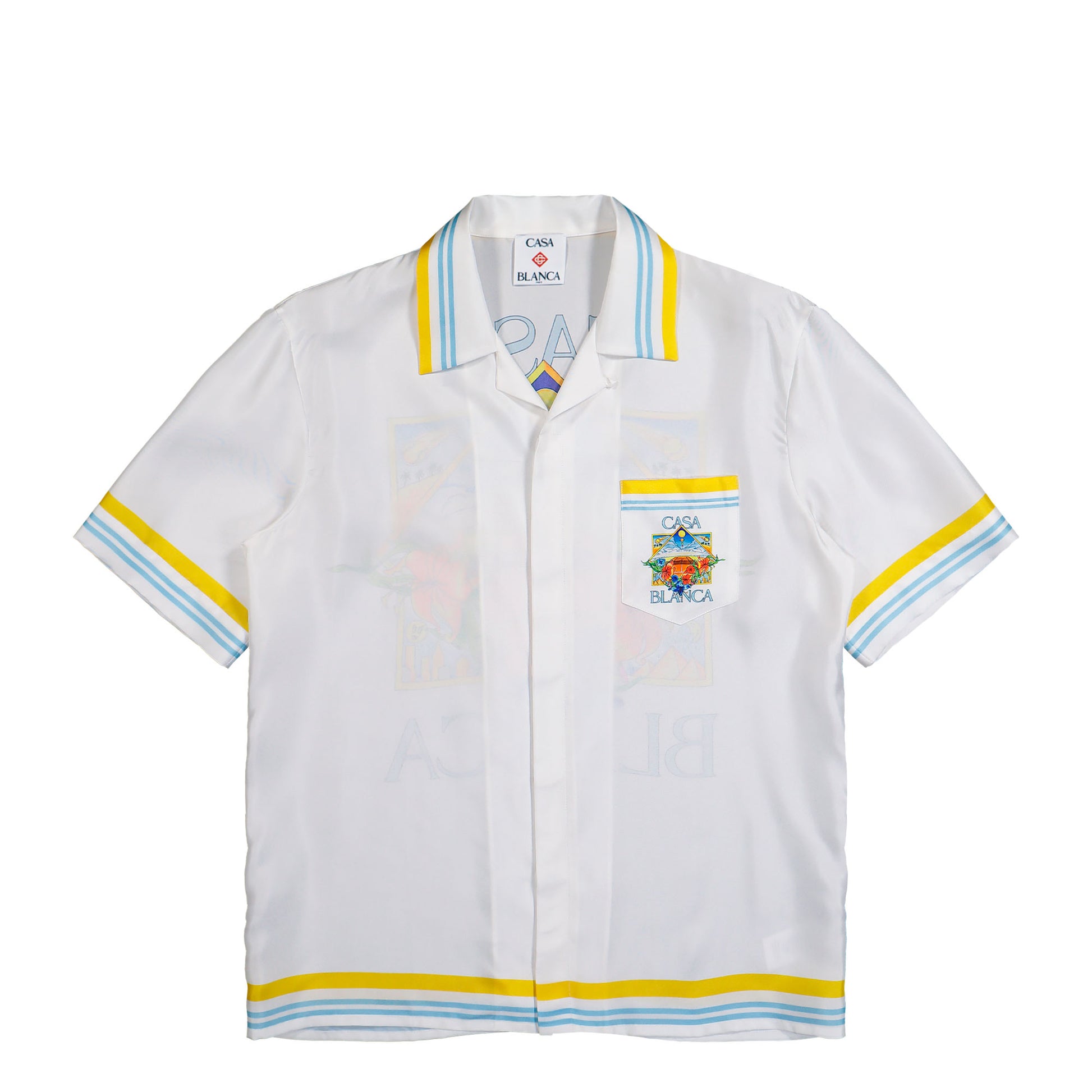 Casablanca Tennis Landscape Cuban Collar SS Shirt Flower Court Icon Shirts M-SS26-SH-003-04 Detail View 1 | GATE
