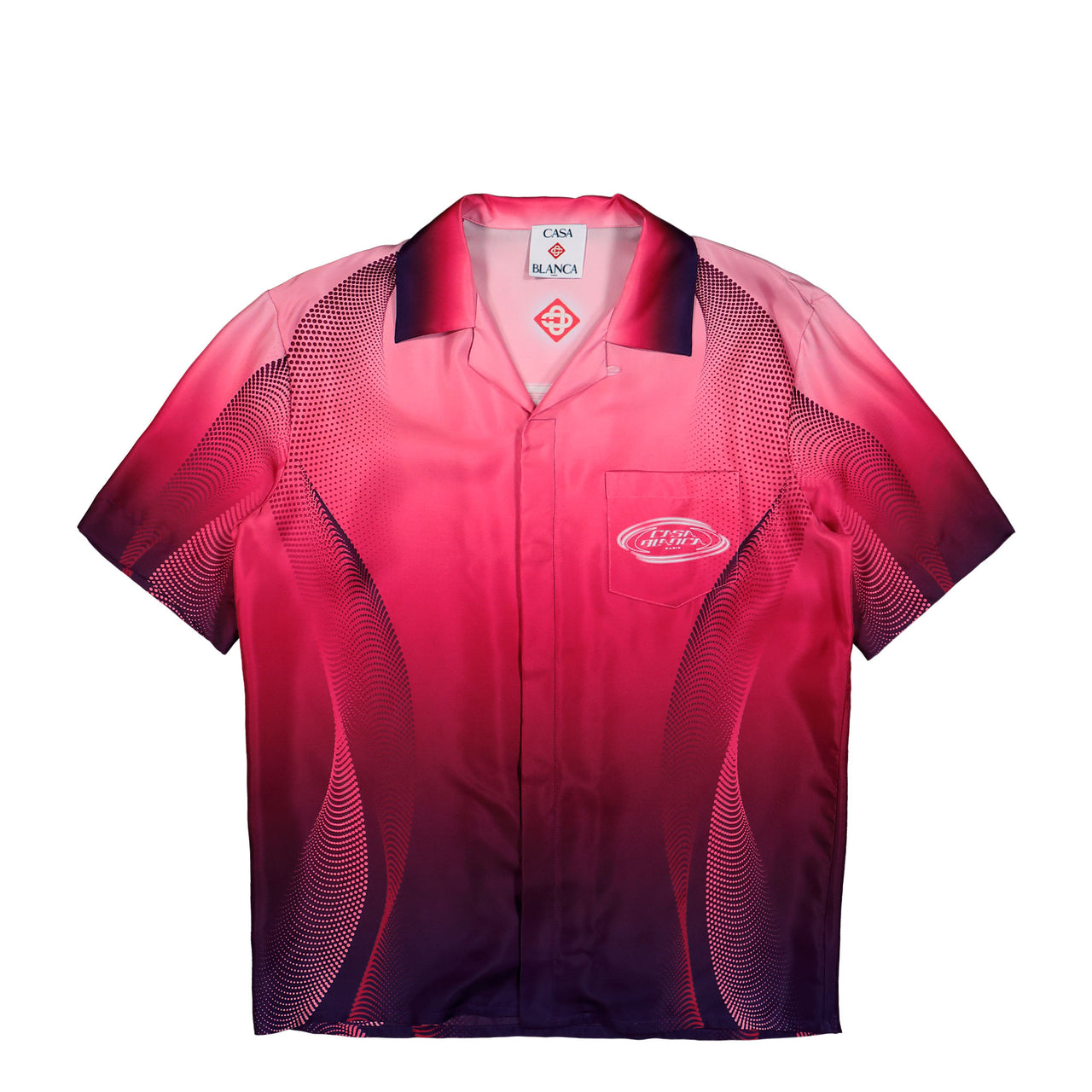 Casablanca Aubergine Gradient Cuban Collar SS Shirt Aubergine Gradient Shirts M-SS26-SH-003-08 Detail View 1 | GATE
