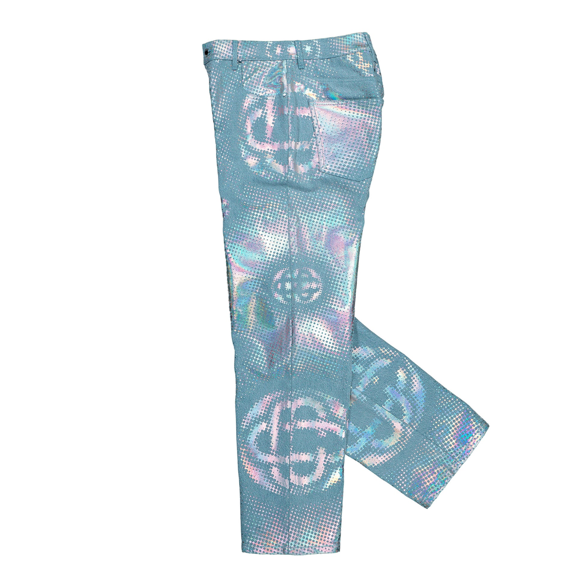 Casablanca Pearlescent Monogram Baggy Jeans Monogram Denim M-SS26-TR-424-01 Detail View 3 | GATE
