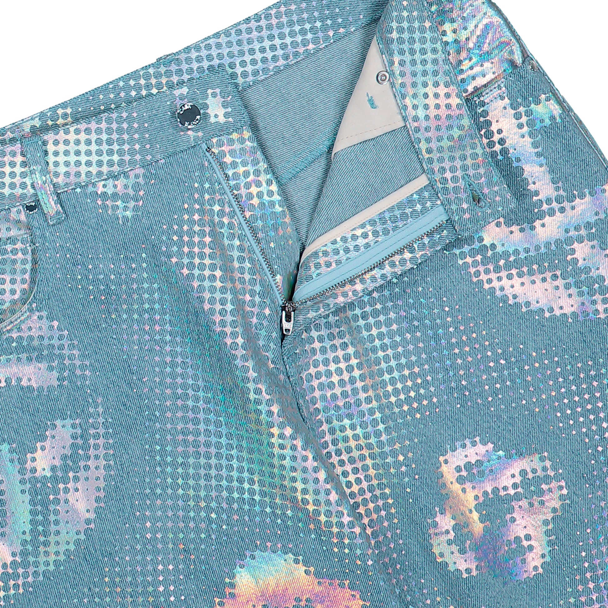 Casablanca Pearlescent Monogram Baggy Jeans Monogram Denim M-SS26-TR-424-01 Detail View 4 | GATE
