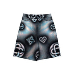 Casablanca Pearlescent Monogram Denim Shorts  Indigo Monogram Shorts M-SS26-TR-425-01 Detail View 1 | GATE
