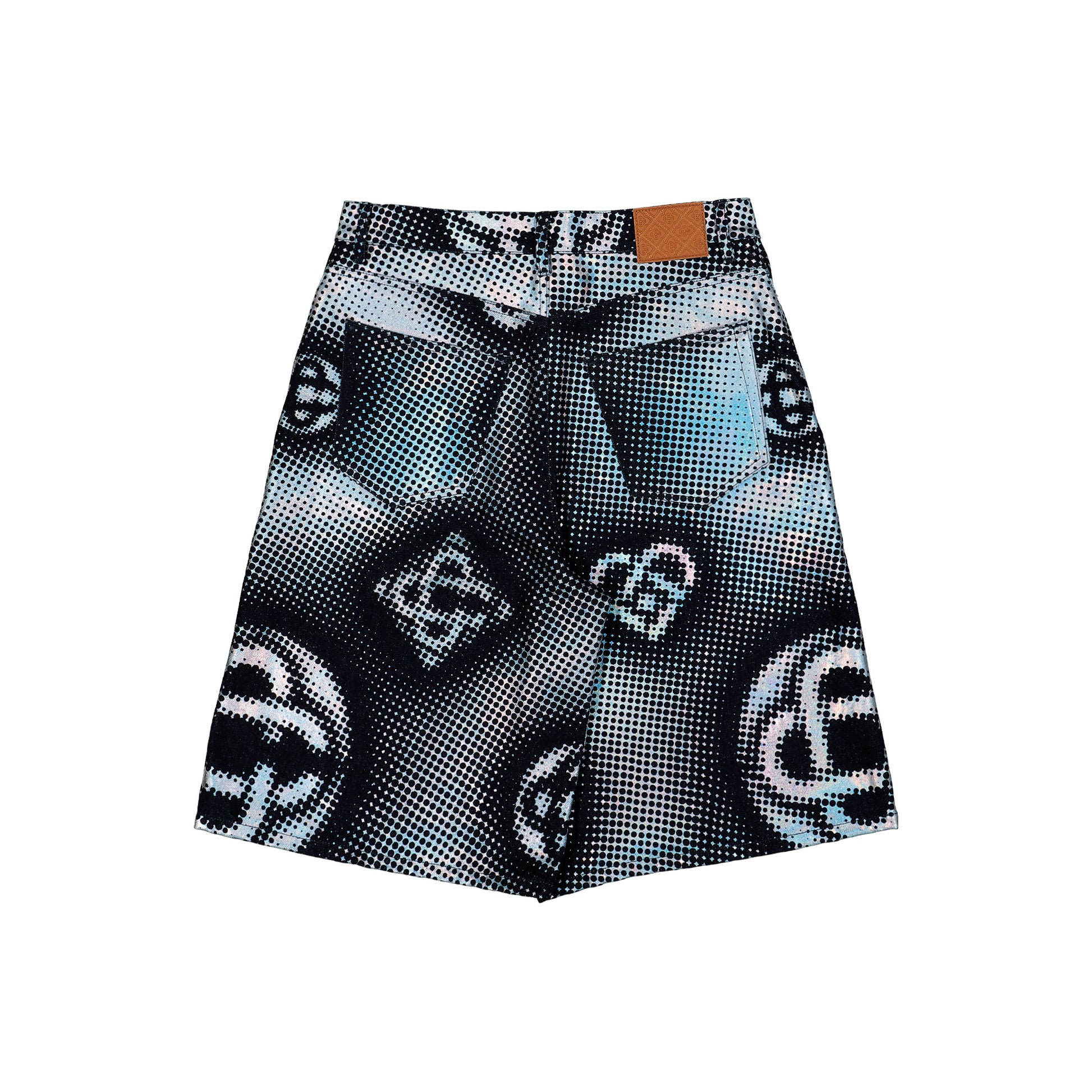 Casablanca Pearlescent Monogram Denim Shorts  Indigo Monogram Shorts M-SS26-TR-425-01 Detail View 2 | GATE
