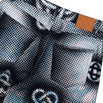 Casablanca Pearlescent Monogram Denim Shorts  Indigo Monogram Shorts M-SS26-TR-425-01 Detail View 5 | GATE
