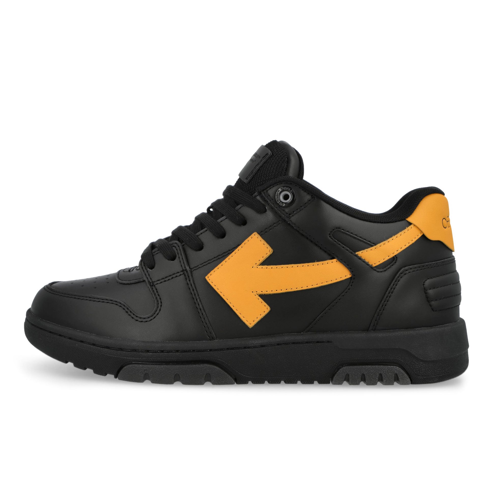 Off-White Out Of Office Calf Leather Black / Ocher Yellow  Sneaker OMIA189S26LEA0011016 Detail View 1 | GATE
