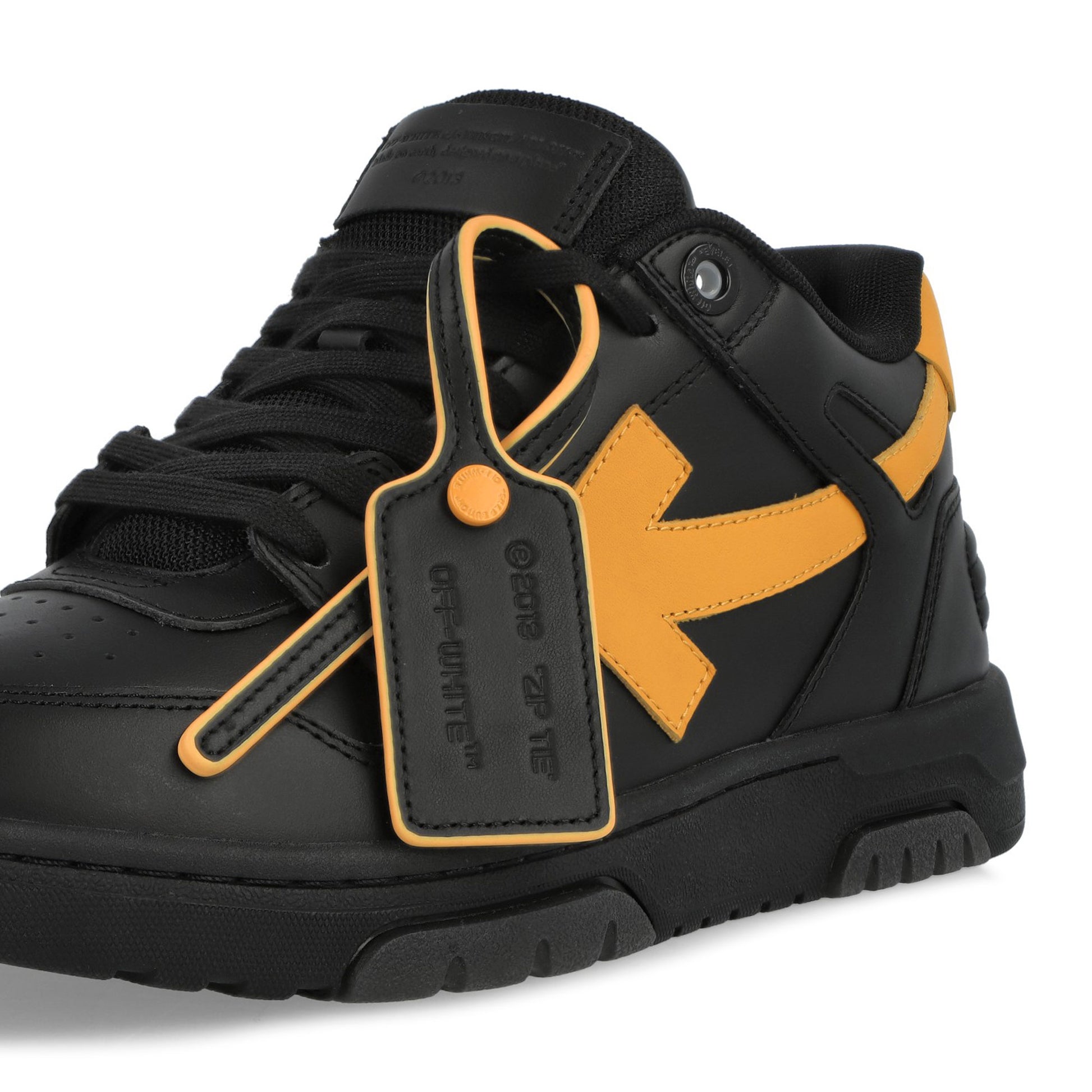 Off-White Out Of Office Calf Leather Black / Ocher Yellow  Sneaker OMIA189S26LEA0011016 Detail View 3 | GATE
