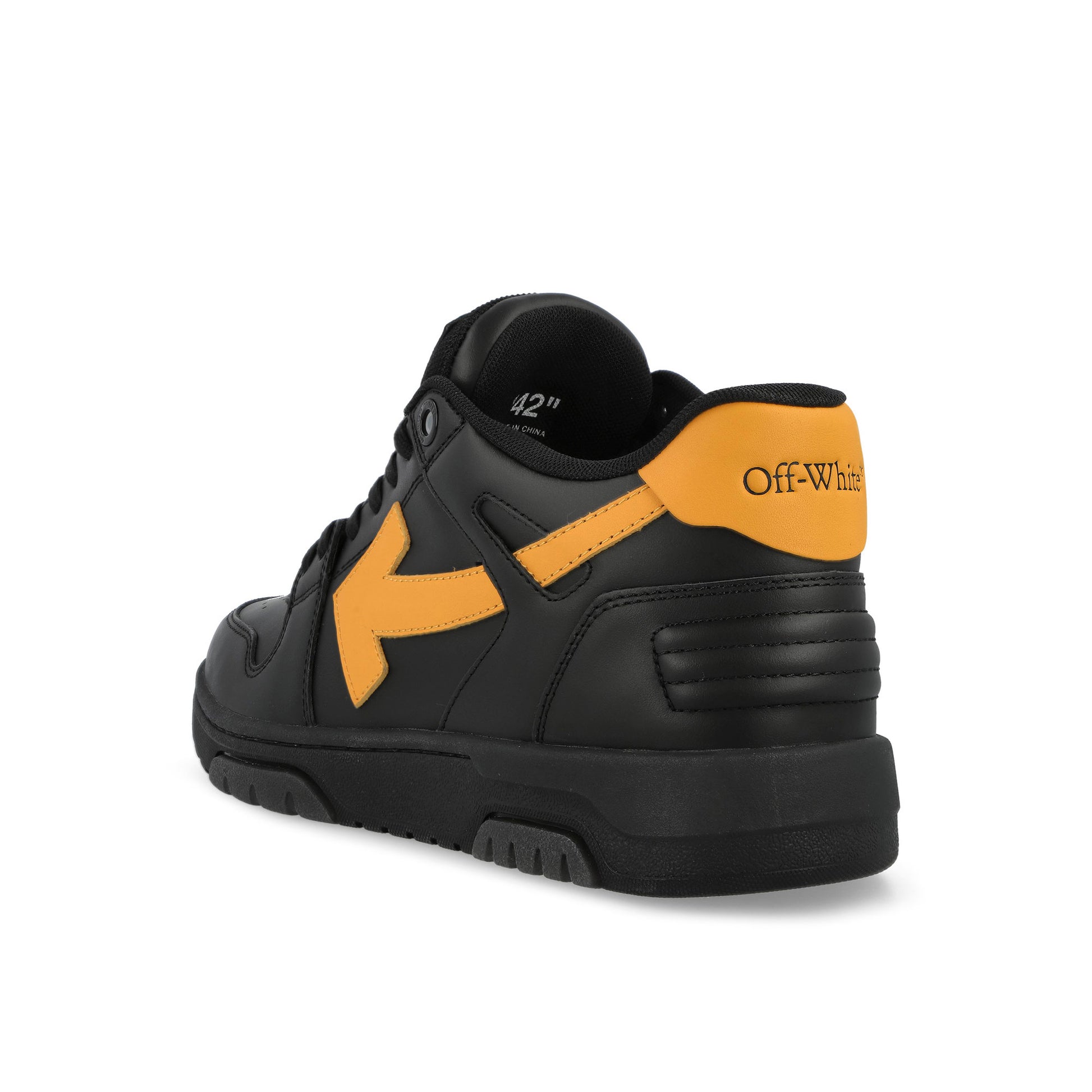 Off-White Out Of Office Calf Leather Black / Ocher Yellow  Sneaker OMIA189S26LEA0011016 Detail View 4 | GATE
