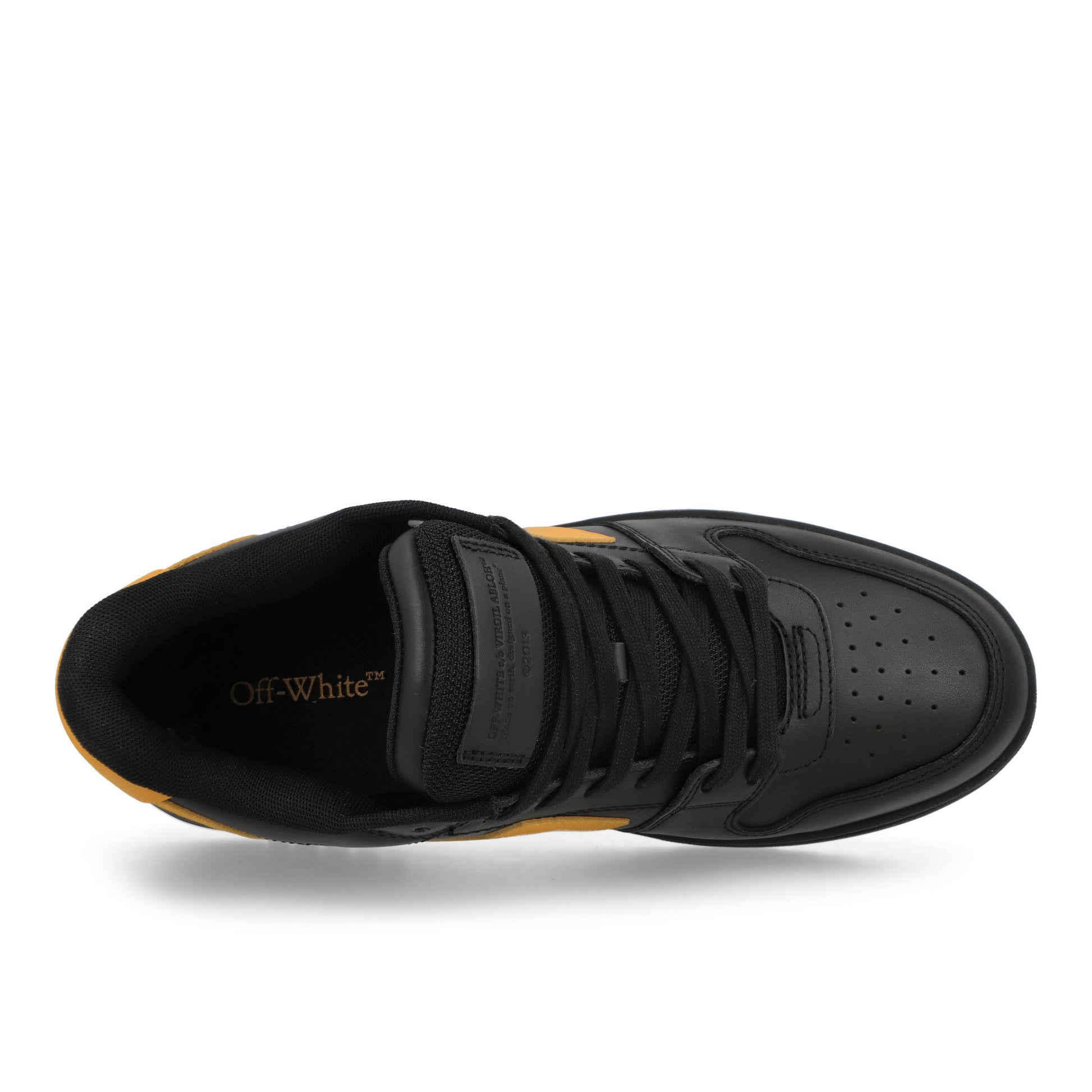 Off-White Out Of Office Calf Leather Black / Ocher Yellow  Sneaker OMIA189S26LEA0011016 Detail View 6 | GATE
