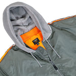 Alpha Industries x VETEMENTS Bomber With Attached Hood Green Jackets ME76BJ002E Detail View 3 | GATE
