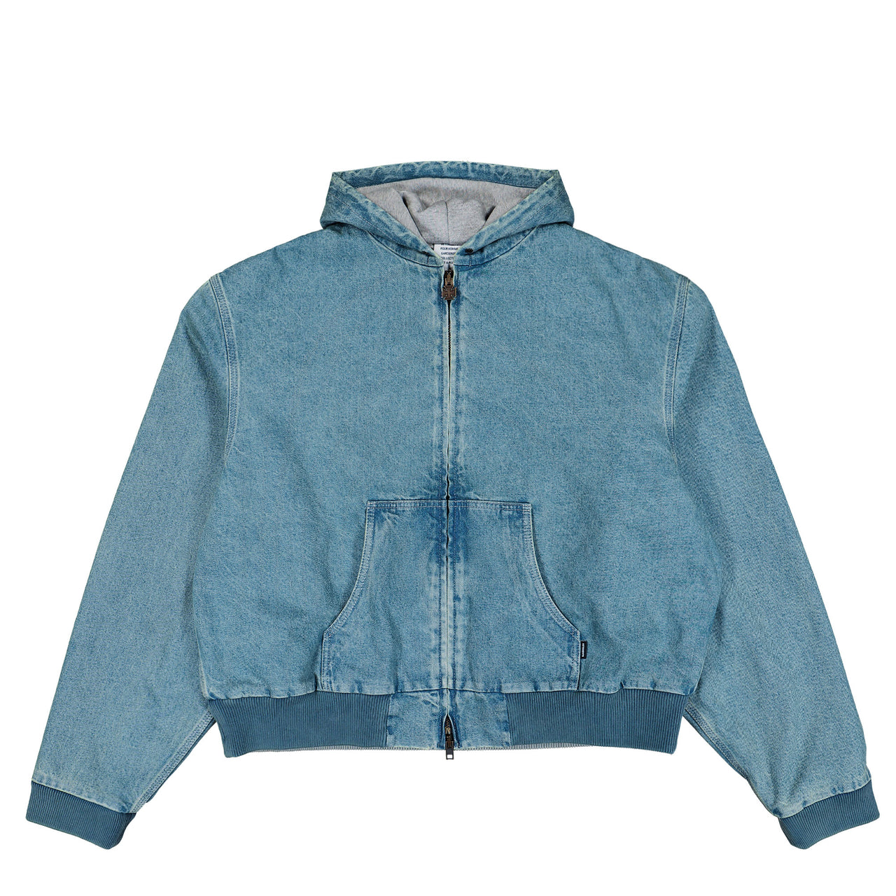 VETEMENTS Hooded Workwear Denim Jacket Blue Jackets ME76DJ061N1 Detail View 1 | GATE
