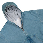 VETEMENTS Hooded Workwear Denim Jacket Blue Jackets ME76DJ061N1 Detail View 3 | GATE
