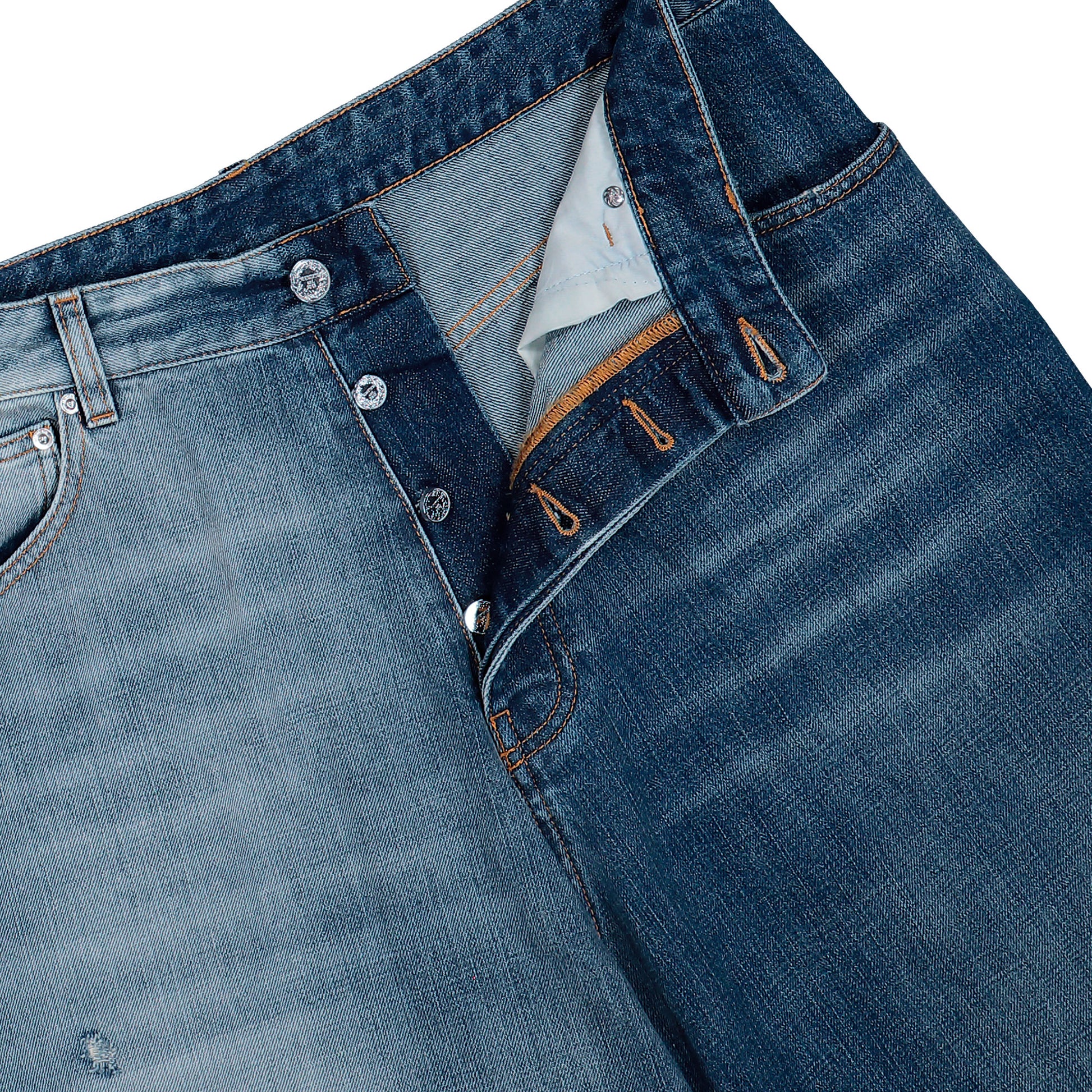 VETEMENTS Degrade Effect Jeans Light Blue / Blue Denim ME76DP079LN Detail View 4 | GATE
