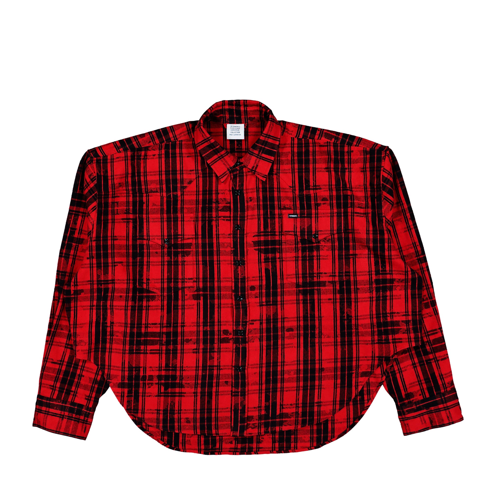 VETEMENTS Cowboy Flannel Shirt Red / Black Check Shirts ME76FS055RB Detail View 1 | GATE
