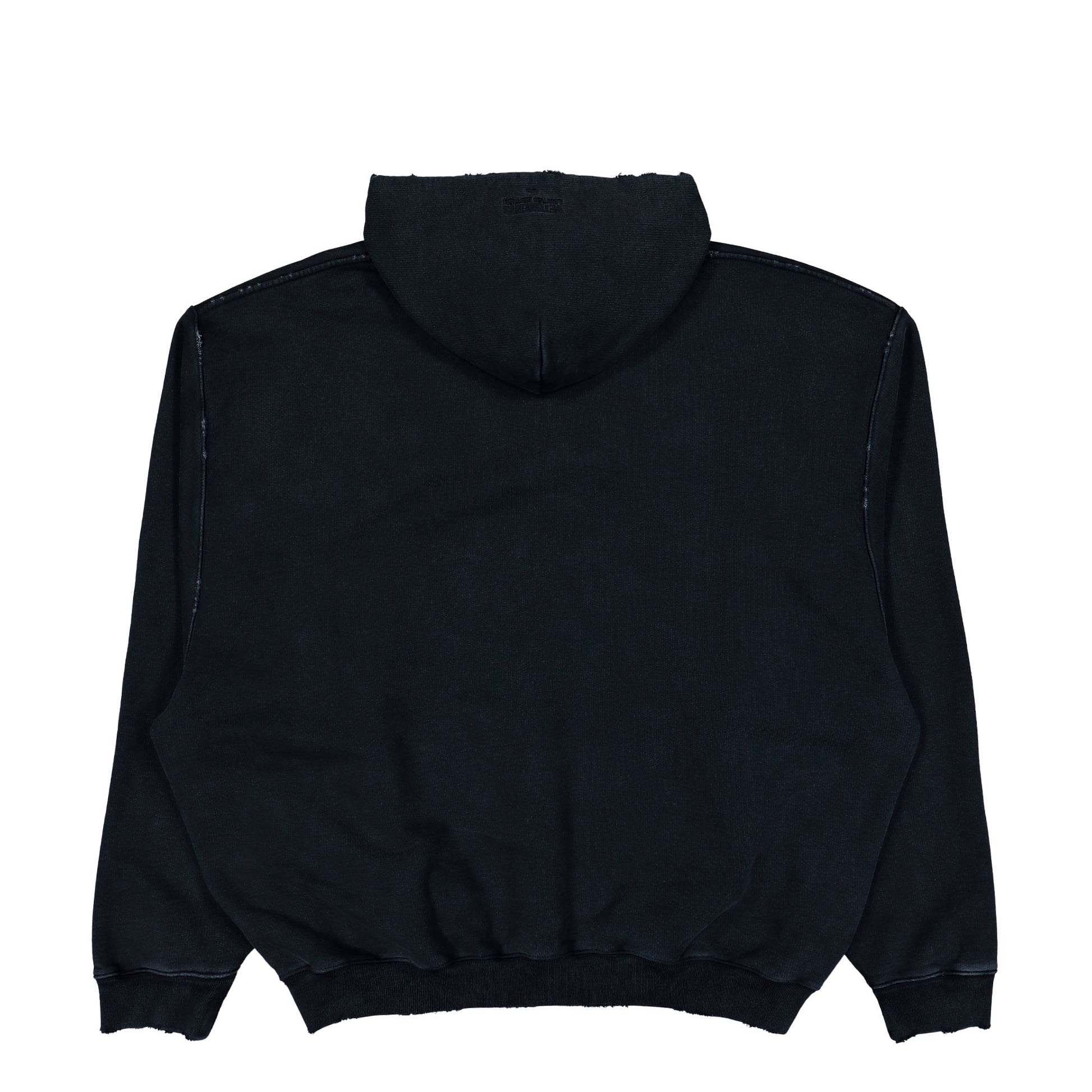 VETEMENTS Jesus On A Cross Distressed Hoodie Washed-Out Black Hoodies ME76HD192BX Detail View 2 | GATE