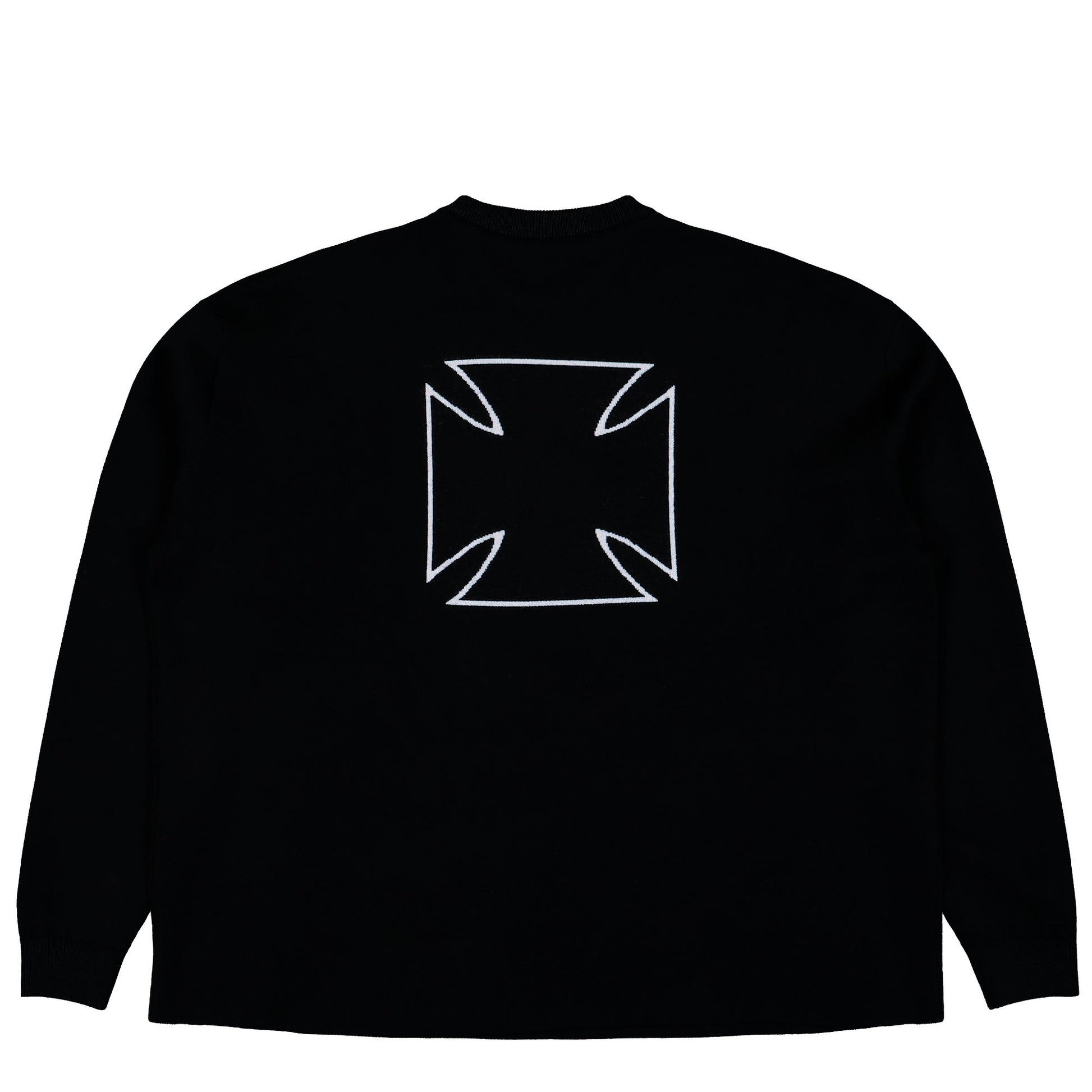 VETEMENTS Double Biker Cross Logo Sweater Black Sweatshirts ME76KN099B Detail View 2 | GATE
