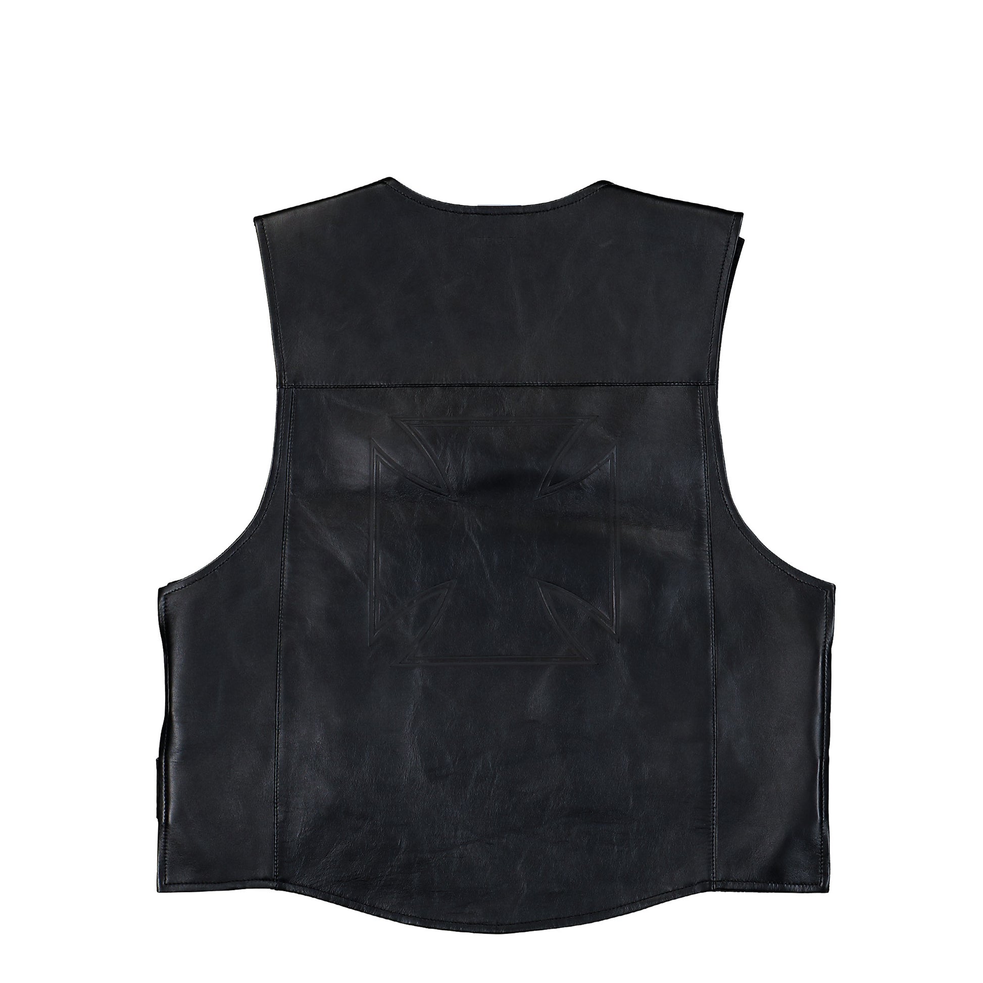 VETEMENTS Leather Velcro Vest Black Vests ME76LV016B Detail View 2 | GATE
