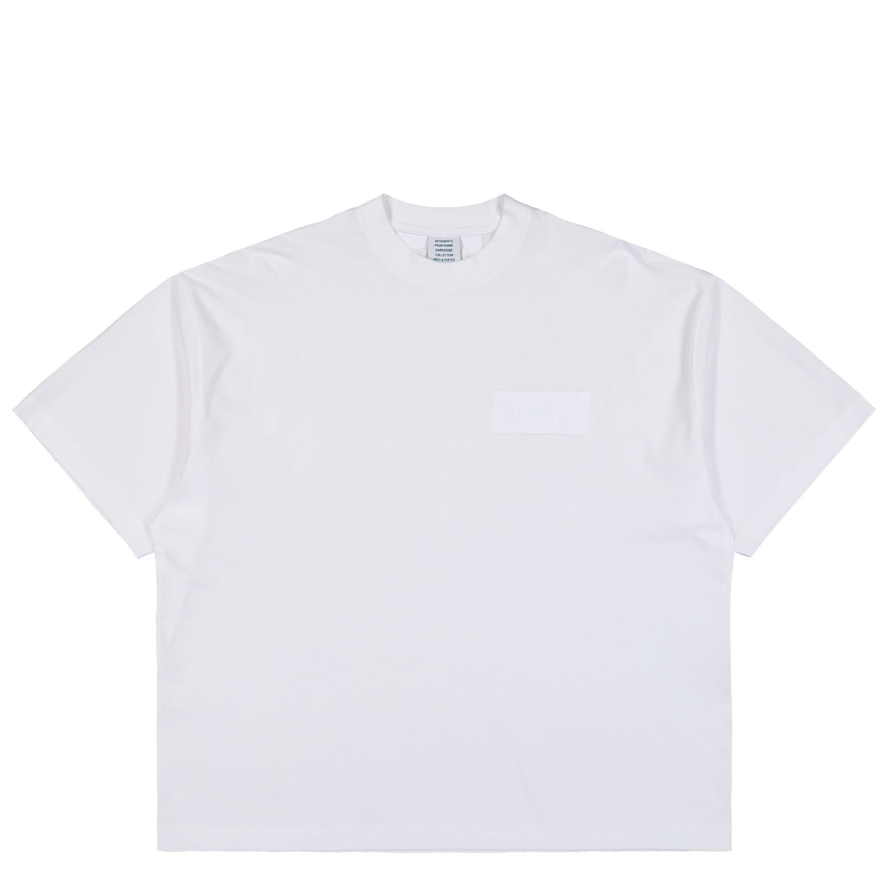 VETEMENTS Taped Logo T-Shirt White T-Shirts ME76TR150W Detail View 1 | GATE