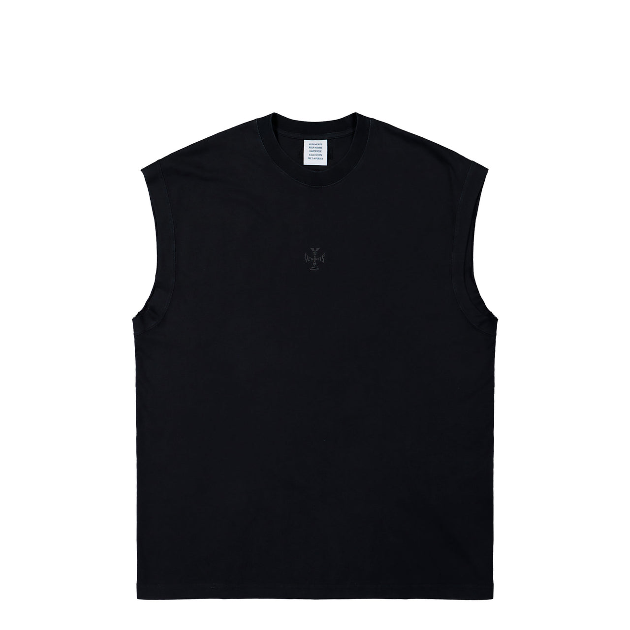 VETEMENTS Cross Logo Sleeveless T-Shirt Black T-Shirts ME76TR176B Detail View 1 | GATE