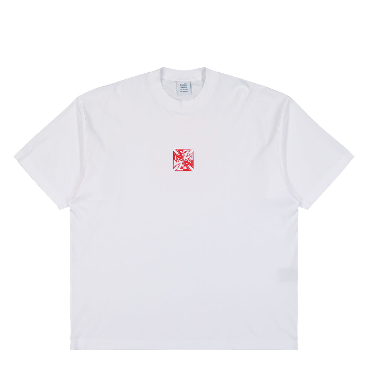 VETEMENTS Taped Logo T-Shirt White T-Shirts ME76TR150W Detail View 1 | GATE