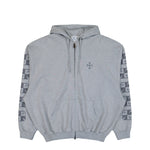 VETEMENTS Biker Cross Sleeves Zip-Up Hoodie Grey Melange Hoodies ME76ZU180G Detail View 1 | GATE