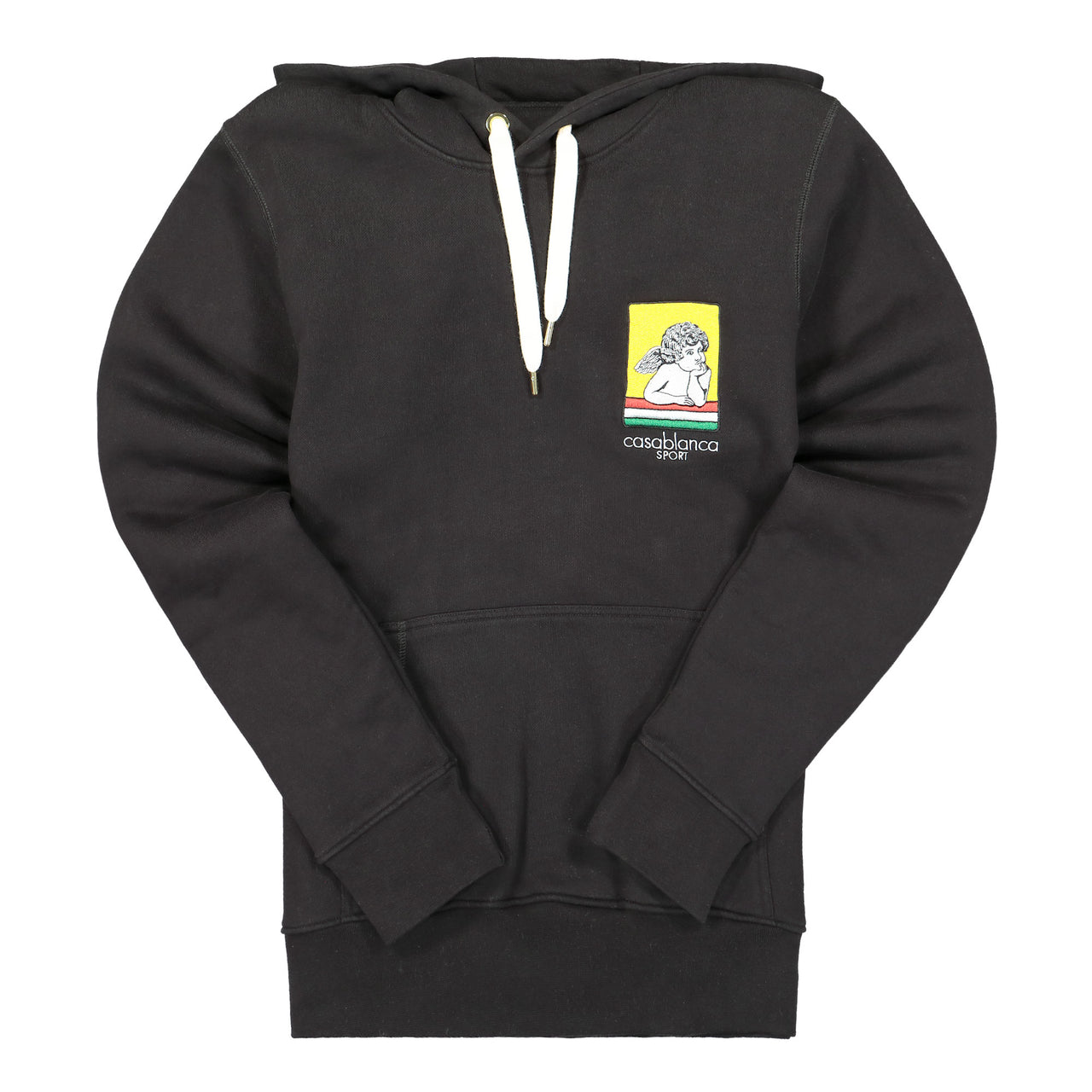Casablanca Racing Icon Embroidered Hooded Sweatshirt Black Hoodies MF21-JTP-003 Detail View 1 | GATE
