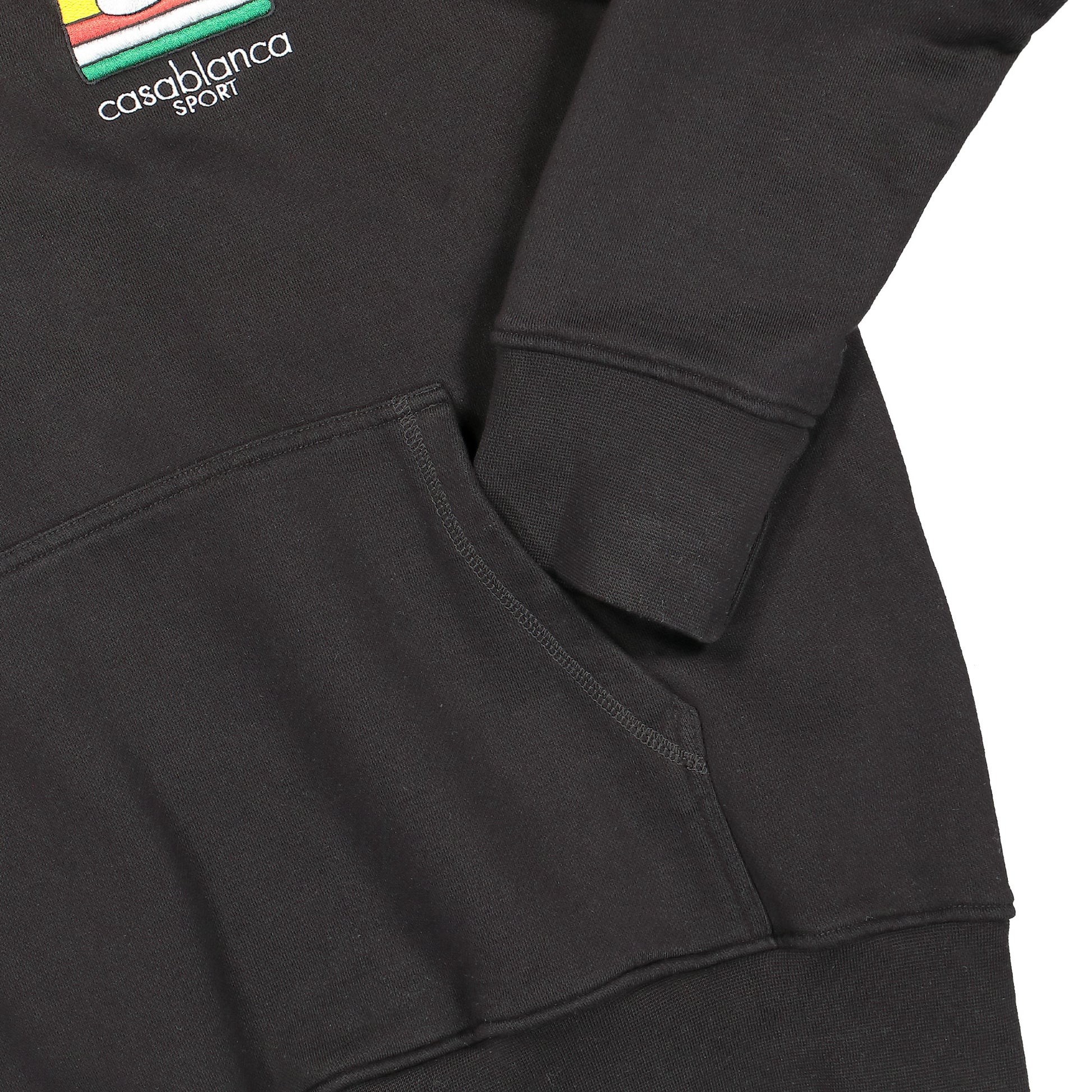Casablanca Racing Icon Embroidered Hooded Sweatshirt Black Hoodies MF21-JTP-003 Detail View 4 | GATE
