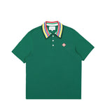 Casablanca Primary Stripe Knit Collar Classic Polo Green Detail view 1 | Gate