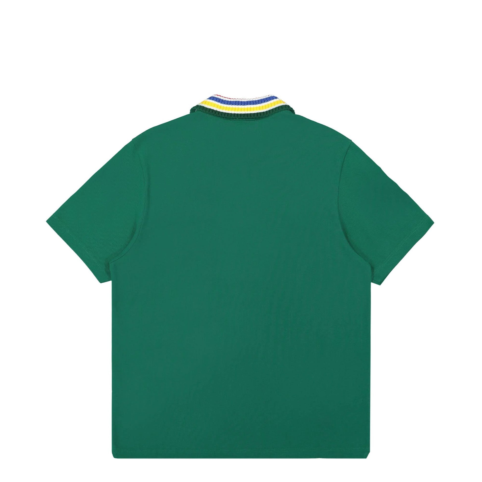 Casablanca Primary Stripe Knit Collar Classic Polo Green Detail view 2 | Gate