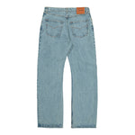 VETEMENTS Embroidered Logo O-Leg Jeans Vintage Blue Denim MH27DJ079LB Detail View 2 | GATE