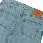 VETEMENTS Embroidered Logo O-Leg Jeans Vintage Blue Denim MH27DJ079LB Detail View 5 | GATE
