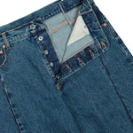 VETEMENTS Pinched Cut-Up Jeans Mid Blue Denim MH27DJ085BL Detail View 4 | GATE