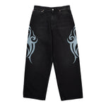 VETEMENTS Graffiti Tribal Baggy Jeans Vintage Black Denim MH27DJ090B Detail View 1 | GATE