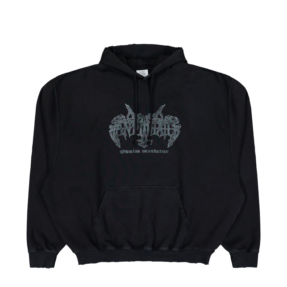 VETEMENTS Antihate Hoodie Washed Black Hoodies MH27HD201B Detail View 1 | GATE