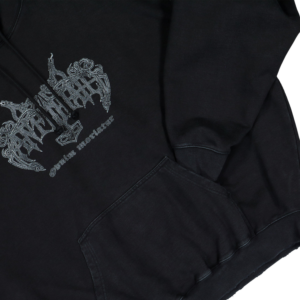 VETEMENTS Antihate Hoodie Washed Black Hoodies MH27HD201B Detail View 4 | GATE