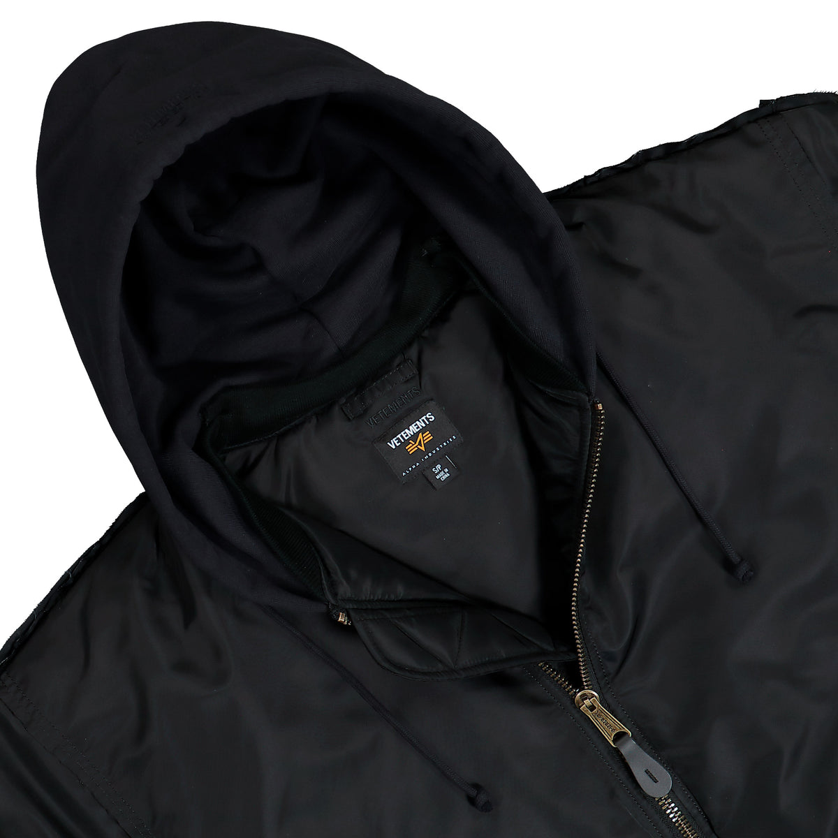 Alpha Industries x VETEMENTS Reconstructed Bomber Jacket Black Jackets MH27JA018B Detail View 3 | GATE