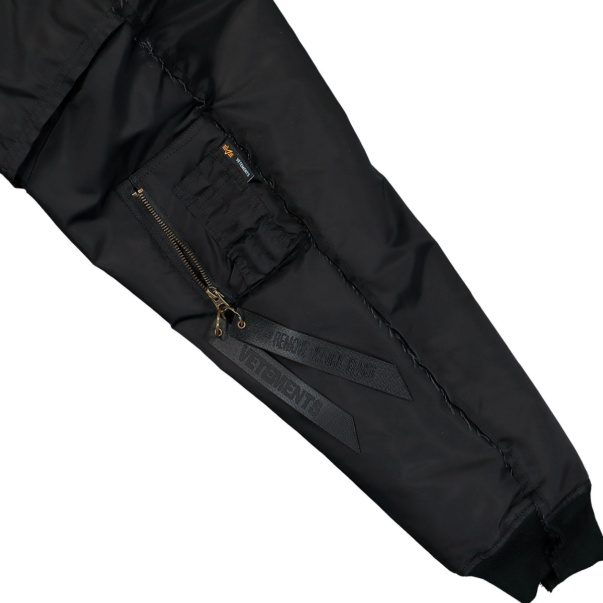 Alpha Industries x VETEMENTS Reconstructed Bomber Jacket Black Jackets MH27JA018B Detail View 5 | GATE