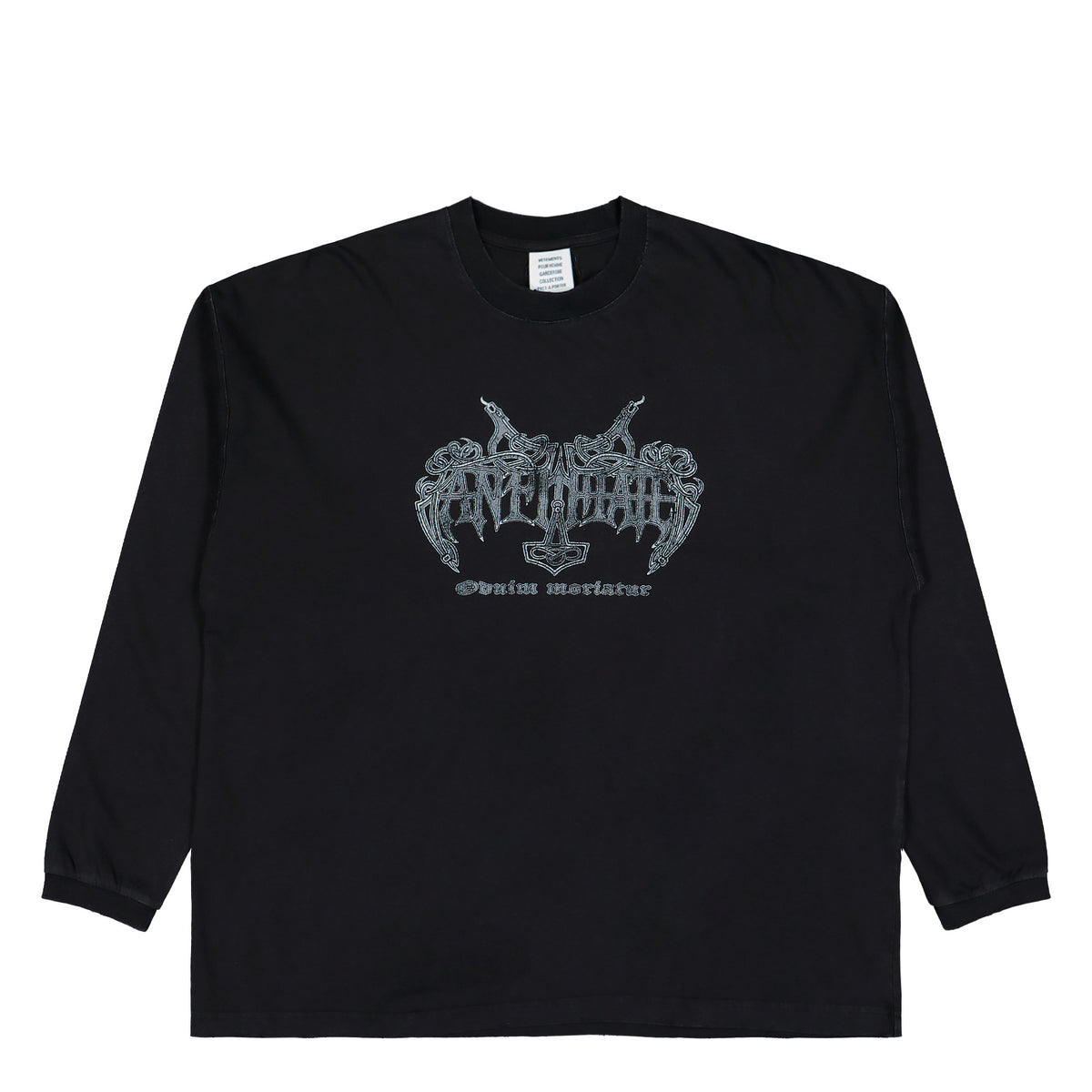 VETEMENTS Antihate Longsleeve Washed Black Longsleeves MH27LS202B Detail View 1 | GATE