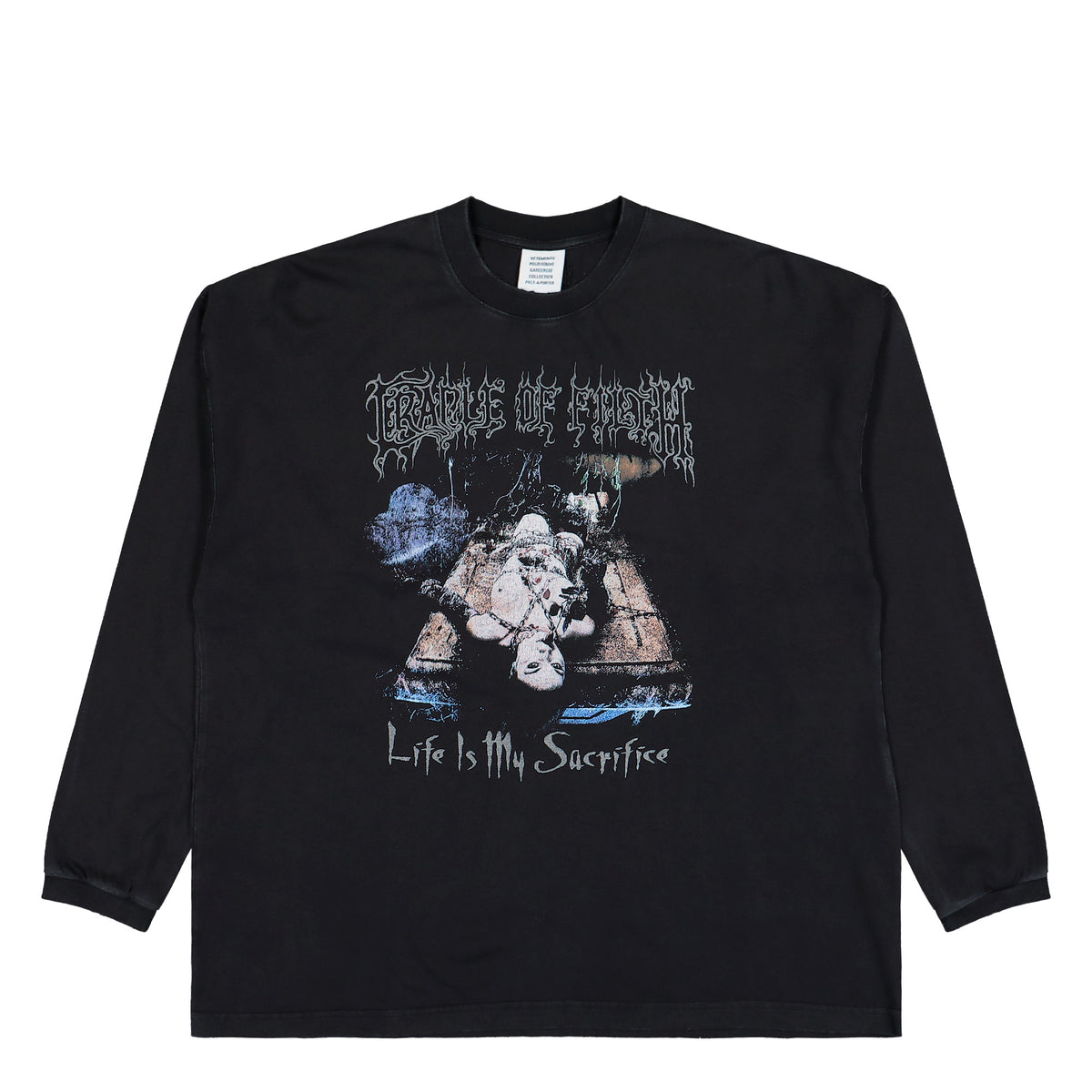 Cradle Of Filth x VETEMENTS COF Sacrifice Longsleeve Washed Black Longsleeves MH27LS206B Detail View 1 | GATE