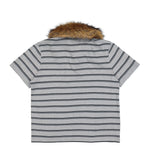 VETEMENTS Fitted Polo With Detachable Fur Collar Grey Melange / Black Stripes T-Shirts MH27PO175G Detail View 2 | GATE