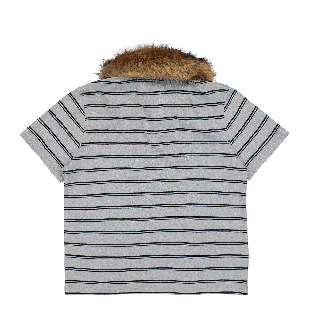 VETEMENTS Fitted Polo With Detachable Fur Collar Grey Melange / Black Stripes T-Shirts MH27PO175G Detail View 2 | GATE