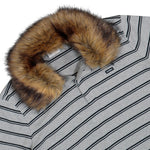 VETEMENTS Fitted Polo With Detachable Fur Collar Grey Melange / Black Stripes T-Shirts MH27PO175G Detail View 3 | GATE