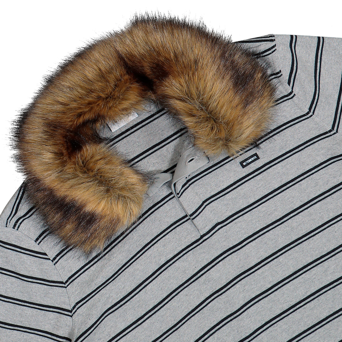 VETEMENTS Fitted Polo With Detachable Fur Collar Grey Melange / Black Stripes T-Shirts MH27PO175G Detail View 3 | GATE