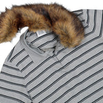 VETEMENTS Fitted Polo With Detachable Fur Collar Grey Melange / Black Stripes T-Shirts MH27PO175G Detail View 4 | GATE