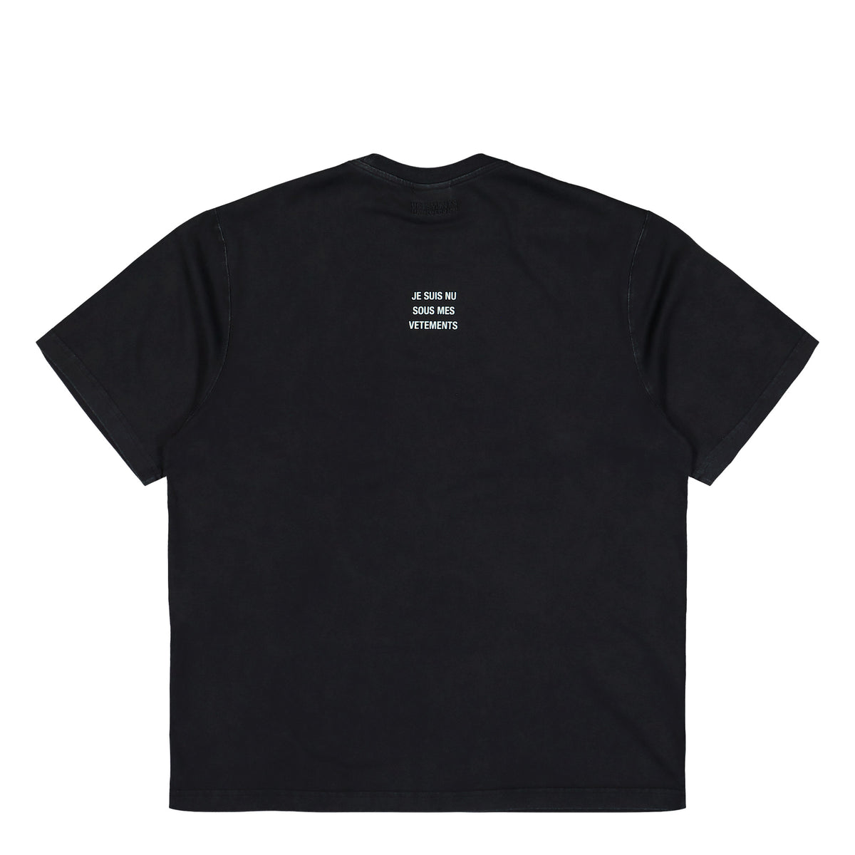 VETEMENTS I Am Naked Underneath My Clothes T-Shirt Washed Black T-Shirts MH27TR171B Detail View 1 | GATE