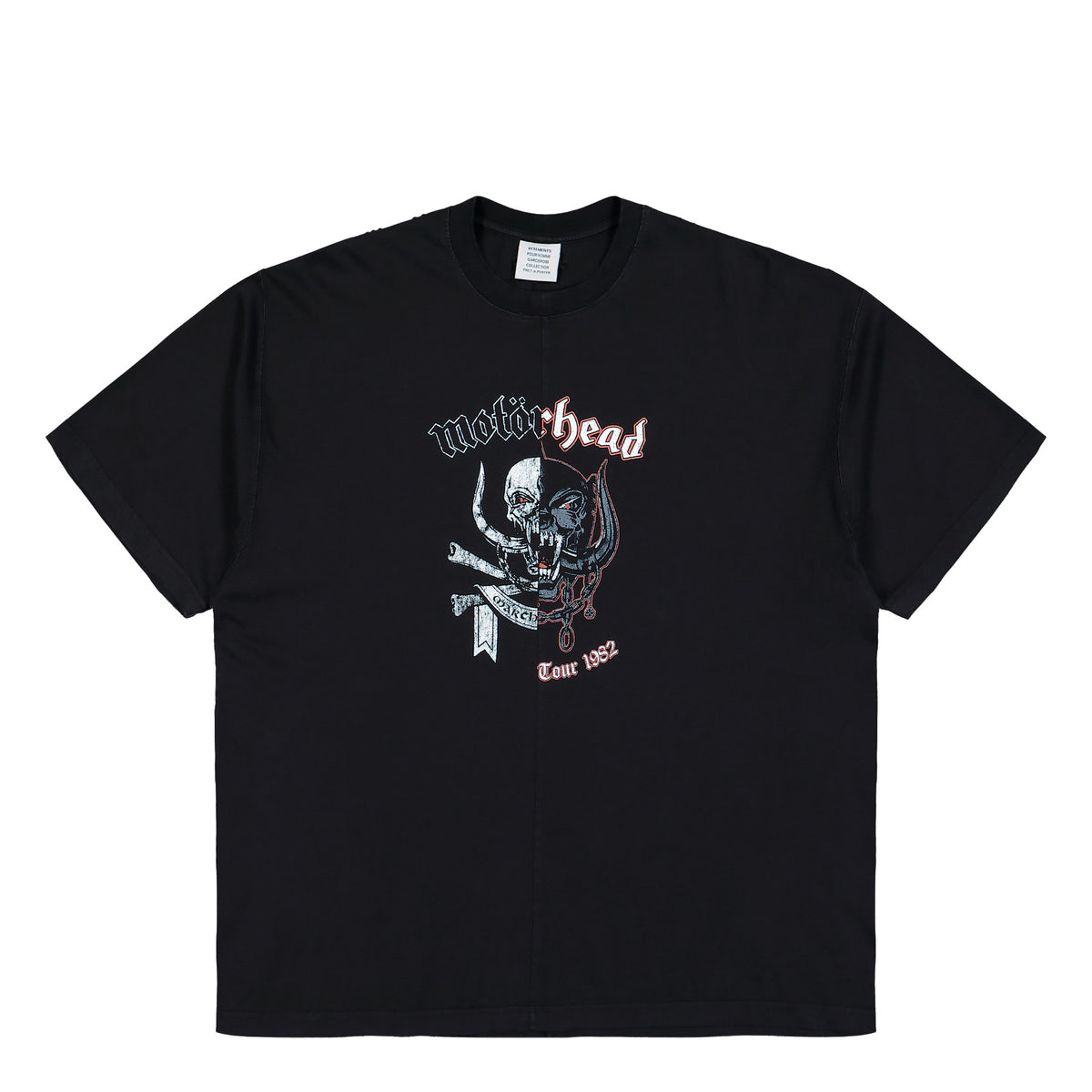 Motorhead x VETEMENTS Double Graphic Cut-Up T-Shirt Washed Black T-Shirts MH27TR242B Detail View 1 | GATE
