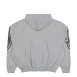 VETEMENTS Graffiti Tribal Zip-Up Hoodie Grey Melange Hoodies MH27ZU151G Detail View 2 | GATE