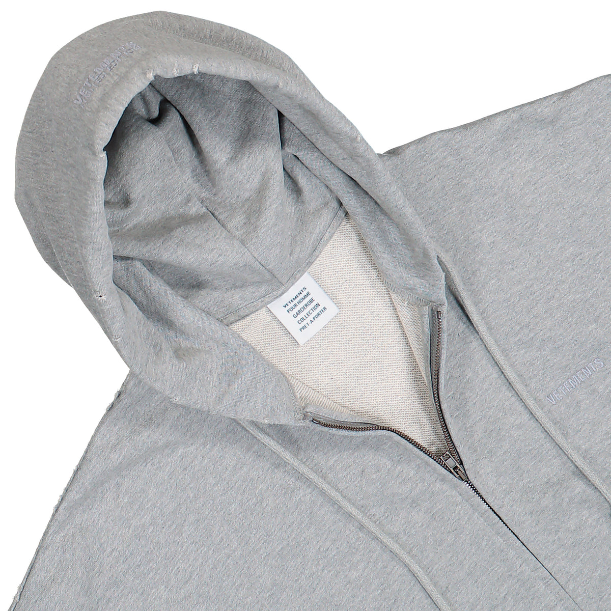 VETEMENTS Graffiti Tribal Zip-Up Hoodie Grey Melange Hoodies MH27ZU151G Detail View 3 | GATE