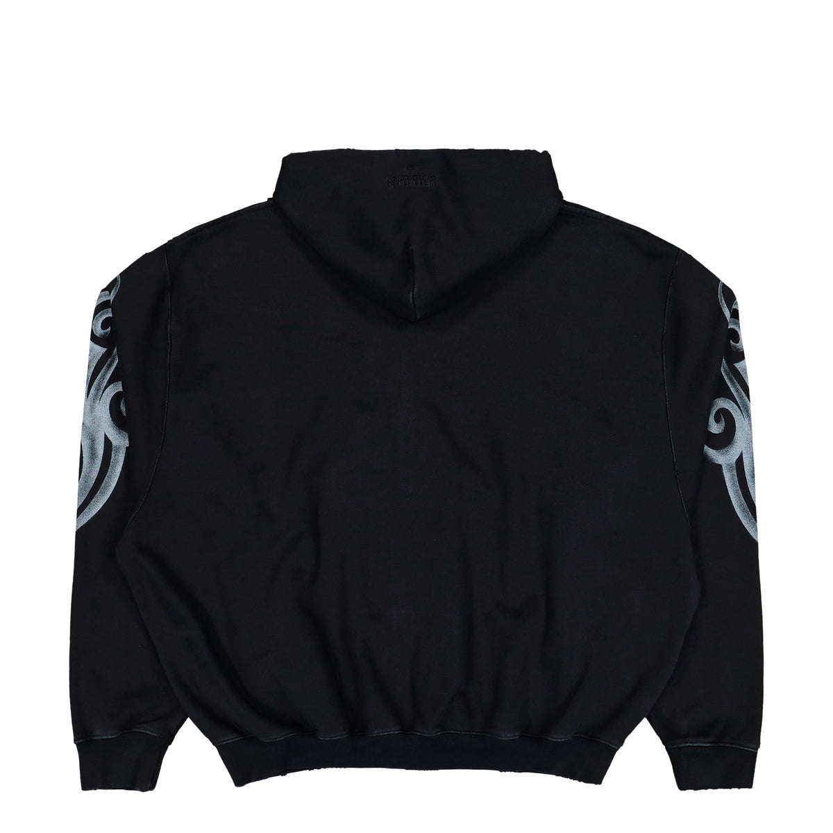 VETEMENTS Graffiti Tribal Zip-Up Hoodie Washed Black Hoodies MH27ZU154B Detail View 1 | GATE